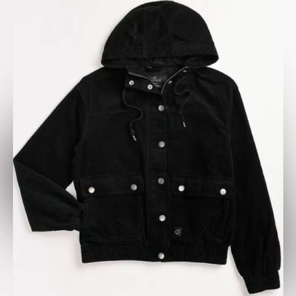 Empyre Black Hooded Bomber Jacket